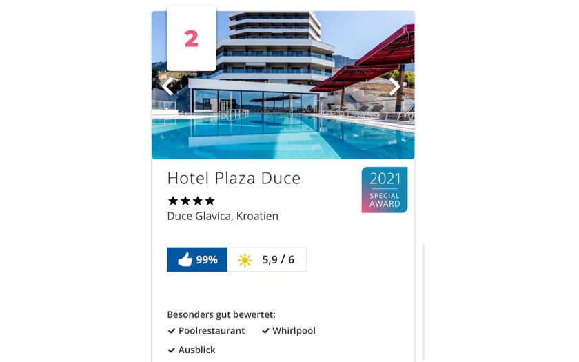 Dva hrvatska hotela osvojila prestižnu Holiday Check Special nagradu